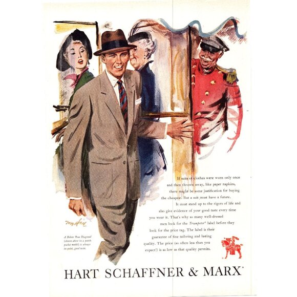 1951 Hart Schaffner and Marx Tailors Vintage Print Ad Mens Fashion Suit Wall Art - Picture 1 of 2